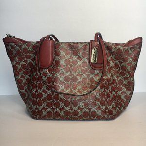 Coach Taxi Coated Canvas Tote With Leather Trim.